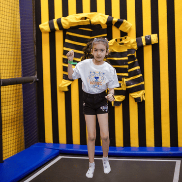 Girl jumping on trampoline at Wooray Ludhiana indoor play area